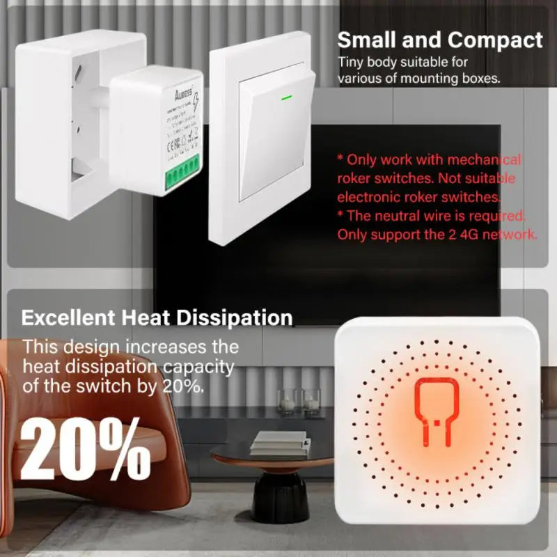 16A WiFi Smart Switch – 2-Way Mini Breaker Module with Energy Monitoring