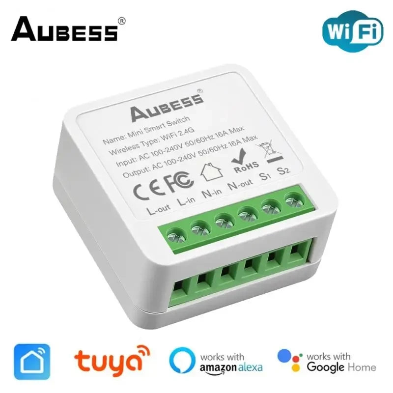 16A WiFi Smart Switch – 2-Way Mini Breaker Module with Energy Monitoring