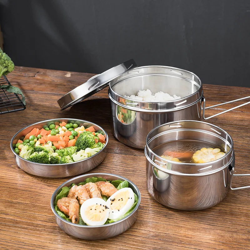 Thicken Stainless Steel Round Lunch Box