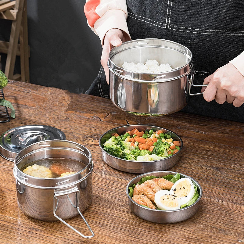 Thicken Stainless Steel Round Lunch Box
