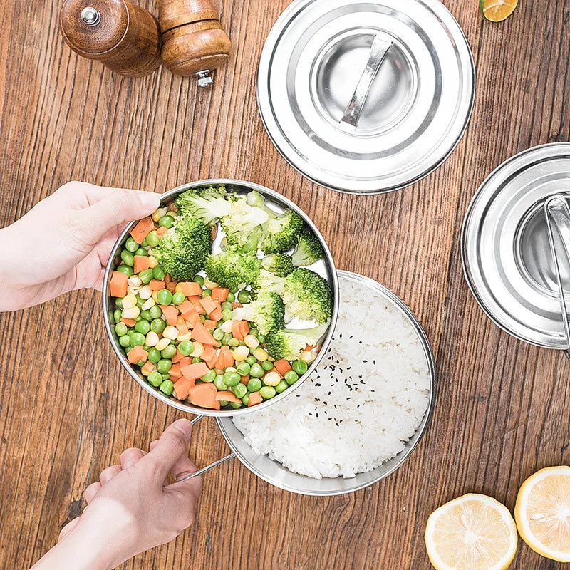 Thicken Stainless Steel Round Lunch Box