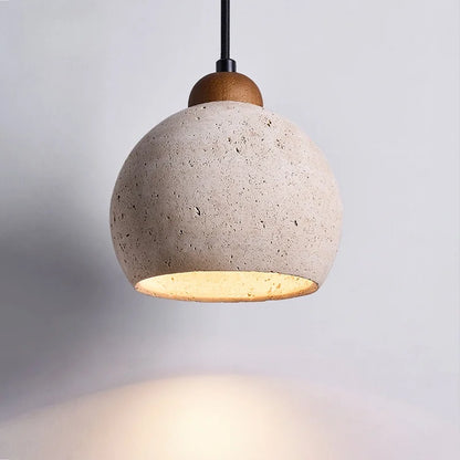 IWHD Vintage Wabi Sabi  LED Pendant Lights Kitchen Island Bedroom Living Room Loft Wood Yellow Travertine Hanging Lamp Luminaire