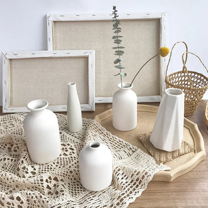 Modern Nordic Flower Vases INS Ceramic White Vase Flower Pot Vase for Home Living Room Interior Office Desktop Decor Crafts