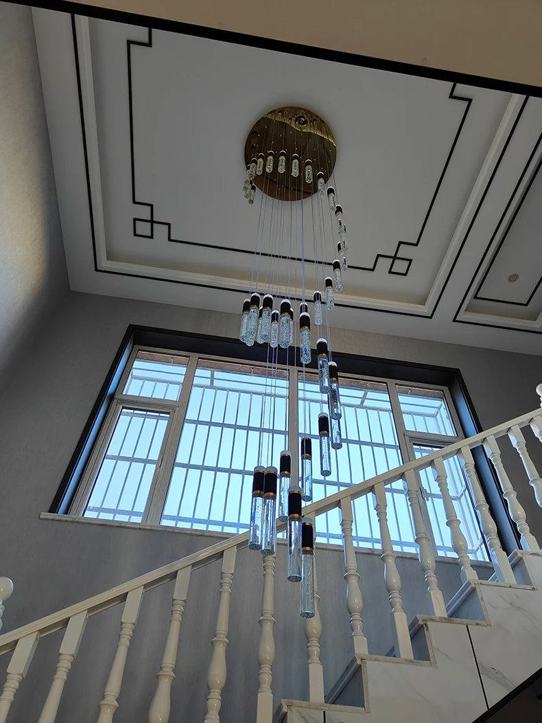 Modern home decoration crystal chandelier, stair Pendant lamp, living room Pendant lights, interior lighting