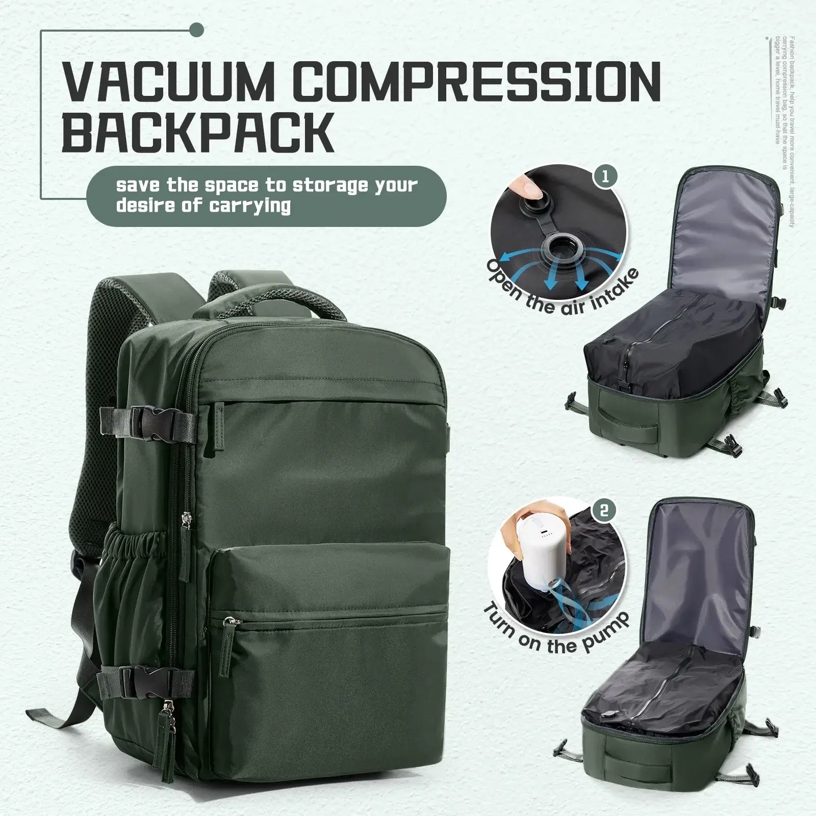 Vacuum Compression Backpack - Pack More , Pay Less