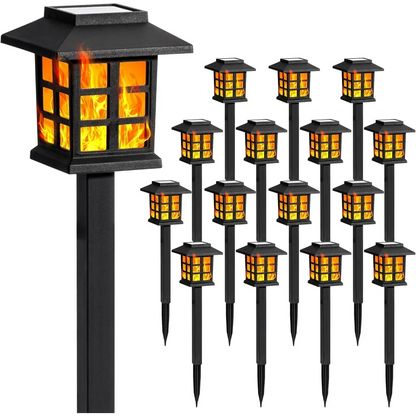 Solar Flickering Flame Lights – 16 Pack Waterproof LED Garden Lights