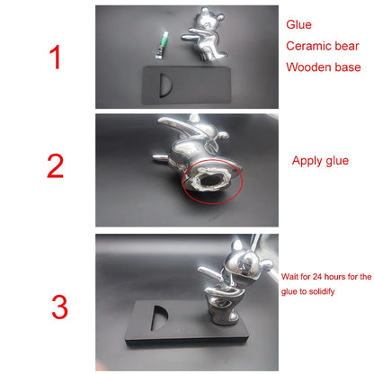 Ceramic Teddy Bear Red Wine Rack Statue Luxurious High-end Living Room Home Decor Dining Area TV Cabinet Wine Cabinet Decoration