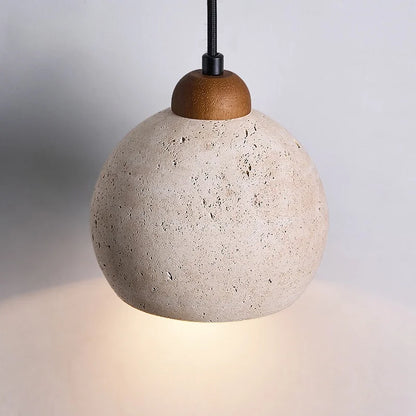IWHD Vintage Wabi Sabi  LED Pendant Lights Kitchen Island Bedroom Living Room Loft Wood Yellow Travertine Hanging Lamp Luminaire