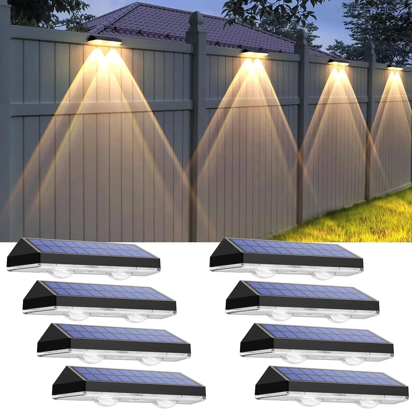 Solar Fence Lights – 3 Lighting Modes, IP65 Waterproof (8-Pack)