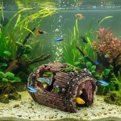 Wooden log with moss and decorative elements on a white background