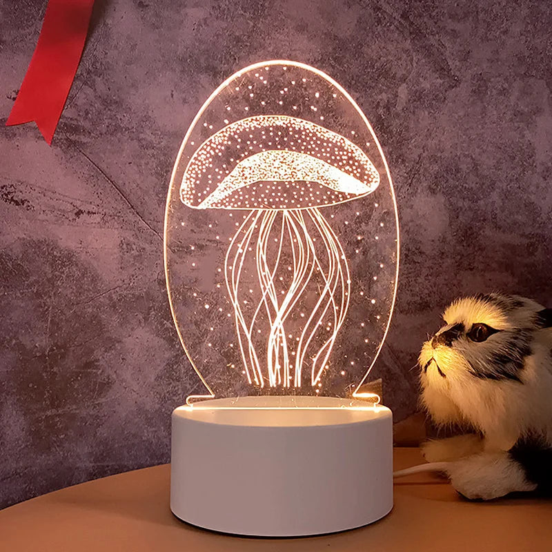 3D Creative Bear Lamp Acrylic USB LED Night Lights Lamp Xmas Christmas Decorations for Home Bedroom Birthday Decor Wedding Gifts