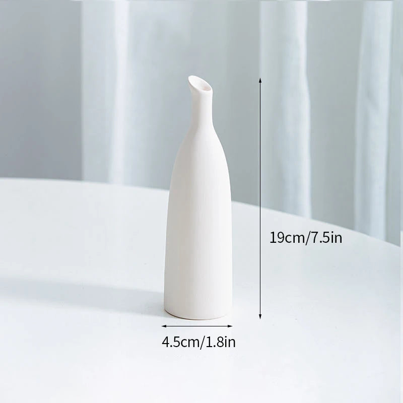 Modern Nordic Flower Vases INS Ceramic White Vase Flower Pot Vase for Home Living Room Interior Office Desktop Decor Crafts