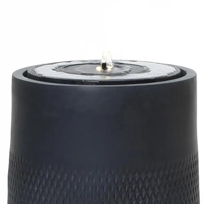 Round Solar-Powered Outdoor Fountain with Lights – 23” Modern Resin Water Feature