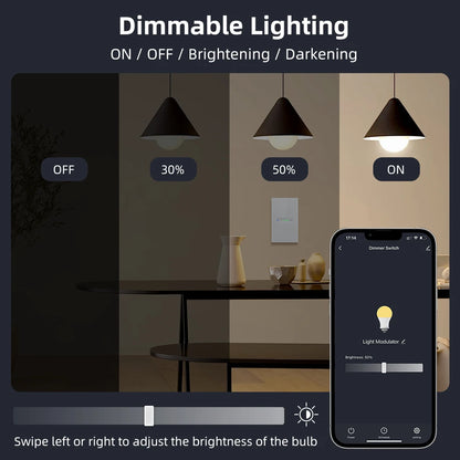WiFi/Zigbee Smart Dimmer Switch – Touch Glass Panel, APP &amp; Voice Control (1/2 Gang)