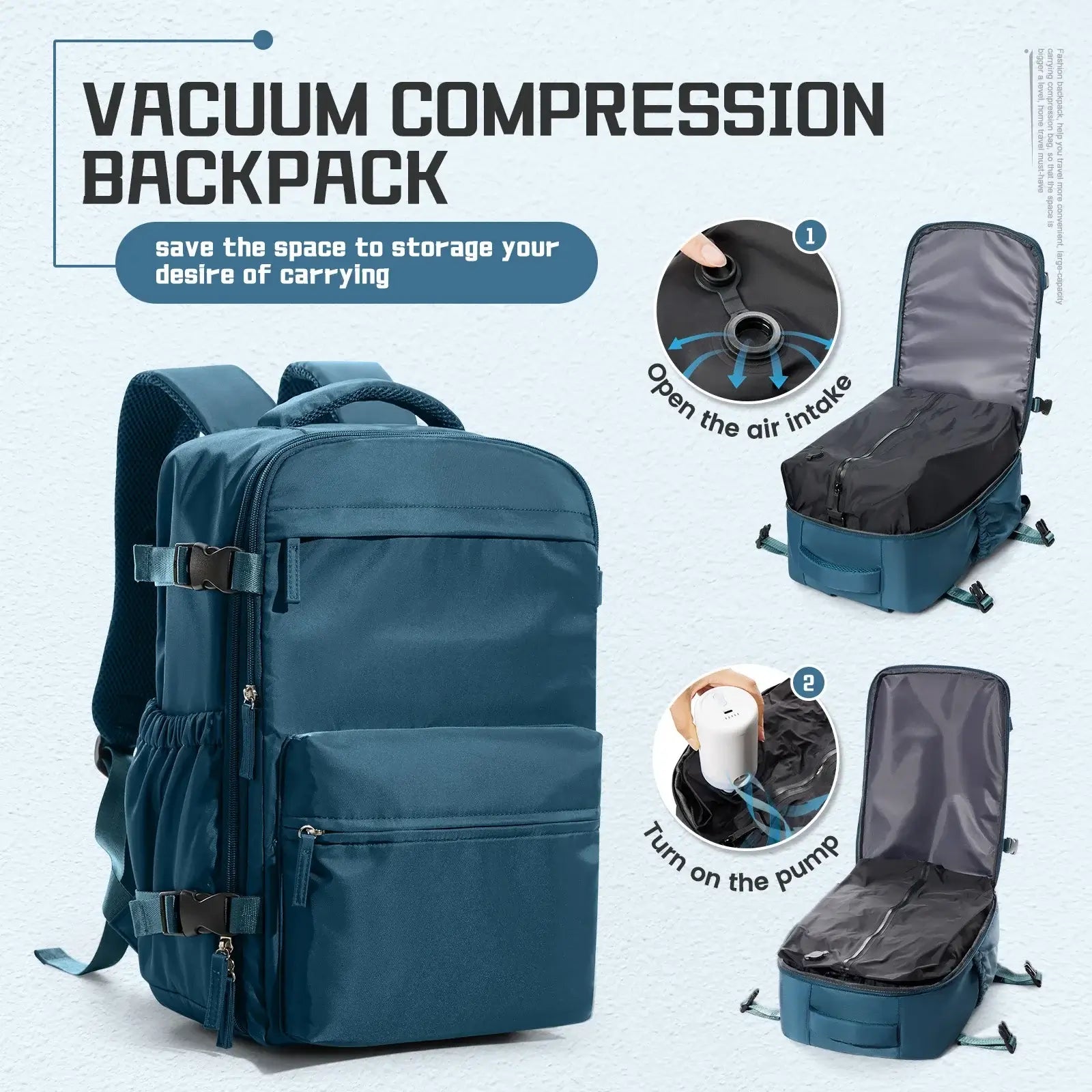 Vacuum Compression Backpack - Pack More , Pay Less