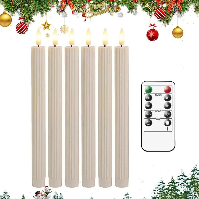 Flameless LED Taper Candles – Set of 6 with Remote Control & Timer