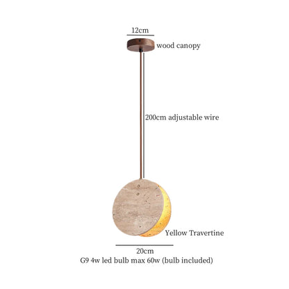 IWHD Vintage Wabi Sabi  LED Pendant Lights Kitchen Island Bedroom Living Room Loft Wood Yellow Travertine Hanging Lamp Luminaire