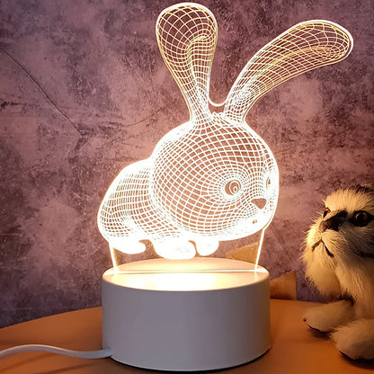 3D Creative Bear Lamp Acrylic USB LED Night Lights Lamp Xmas Christmas Decorations for Home Bedroom Birthday Decor Wedding Gifts