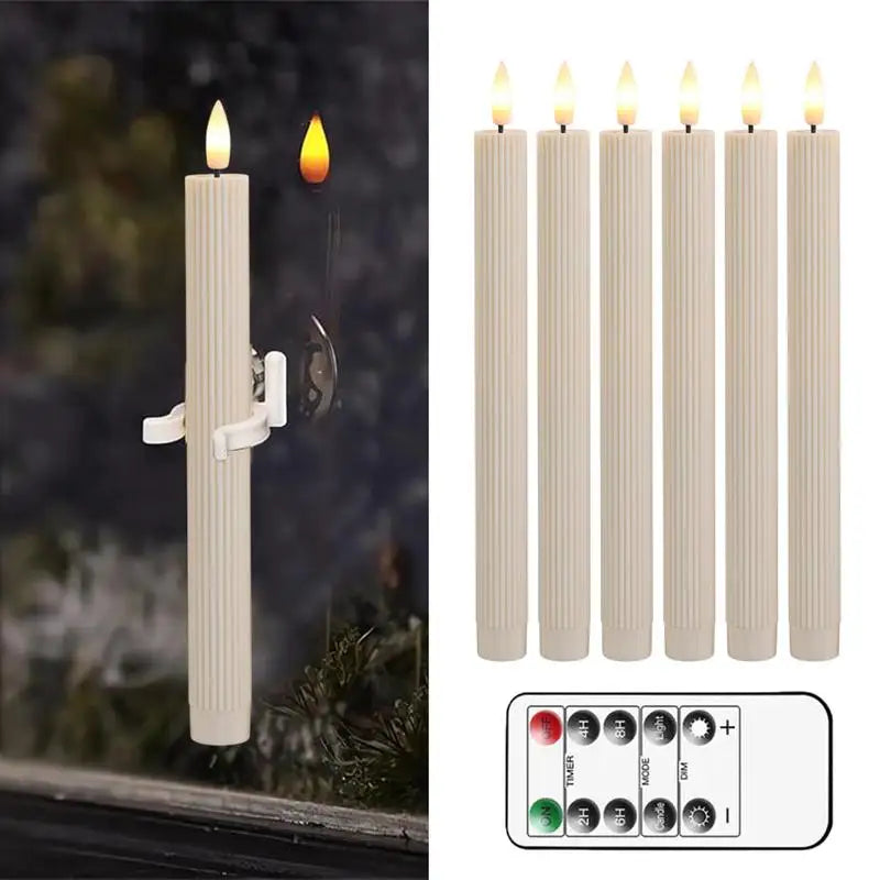 Flameless LED Taper Candles – Set of 6 with Remote Control & Timer