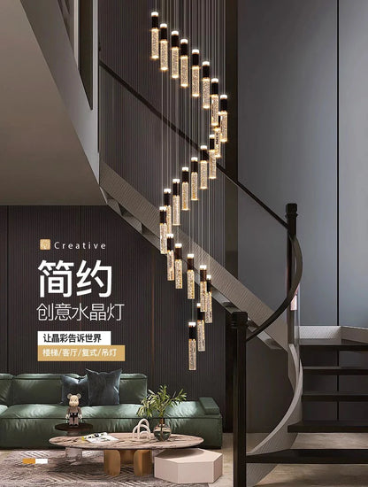 Modern home decoration crystal chandelier, stair Pendant lamp, living room Pendant lights, interior lighting