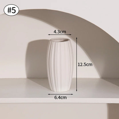 Modern Nordic Flower Vases INS Ceramic White Vase Flower Pot Vase for Home Living Room Interior Office Desktop Decor Crafts