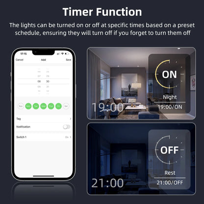 WiFi/Zigbee Smart Dimmer Switch – Touch Glass Panel, APP &amp; Voice Control (1/2 Gang)