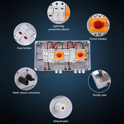 Solar PV Combiner Box – 1000V DC, IP65 Waterproof, Surge & Lightning Protection