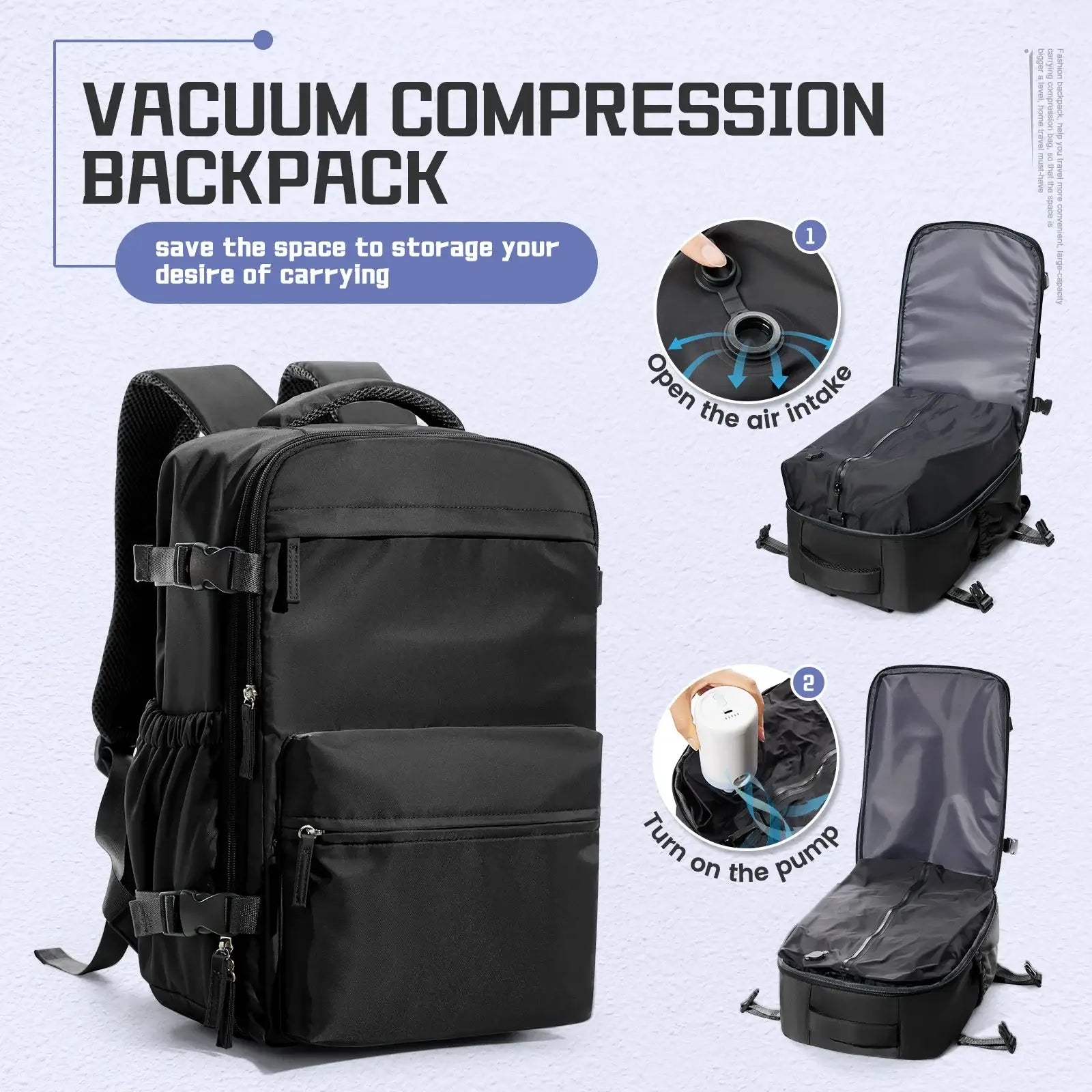 Vacuum Compression Backpack - Pack More , Pay Less