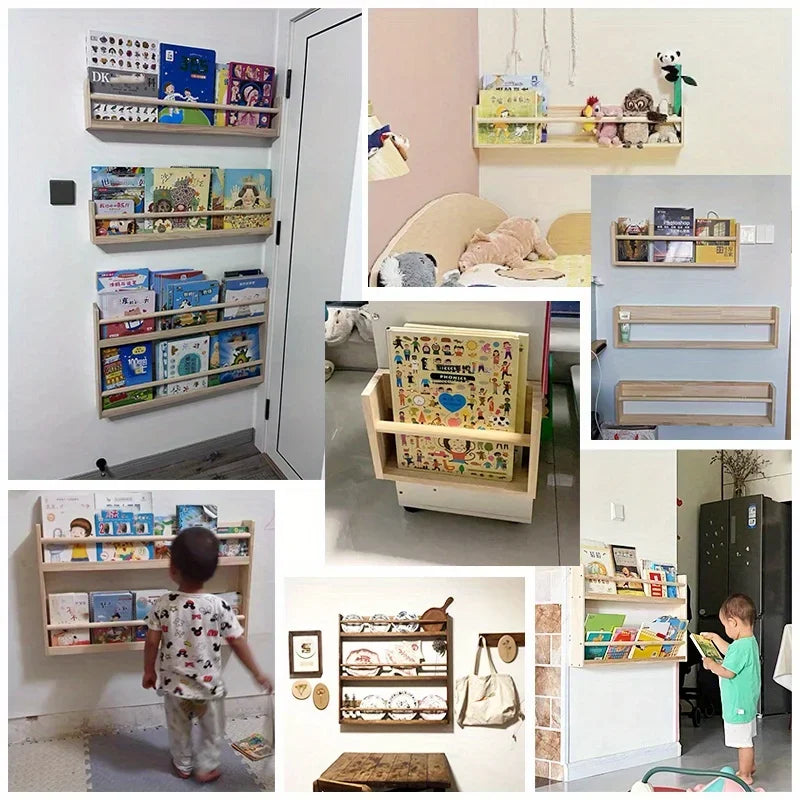Floating Shelves for Wall Nursery Book Kids Bookshelf for Living Room Bedroom Decor Kitchen Spice Rack Bathroom Storage Rack